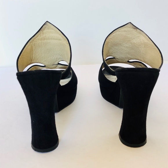 Michel Perry black suede wedge sandals - Picture 4 of 5